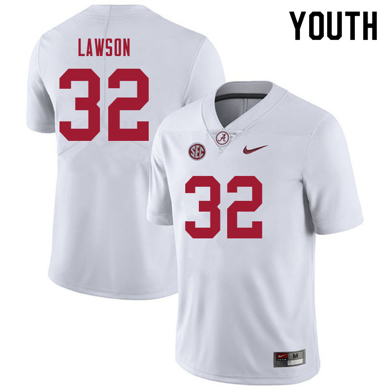 Alabama Crimson Tide Youth Deontae Lawson #32 White NCAA Nike Authentic Stitched 2021 College Football Jersey DJ16R56PS